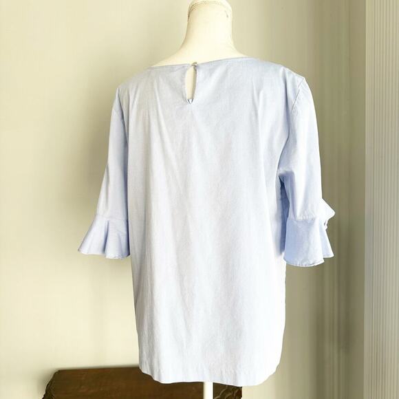 Calvin Klein Light Blue Ruffle Sleeve Blouse Women’s Large - Picture 3 of 7